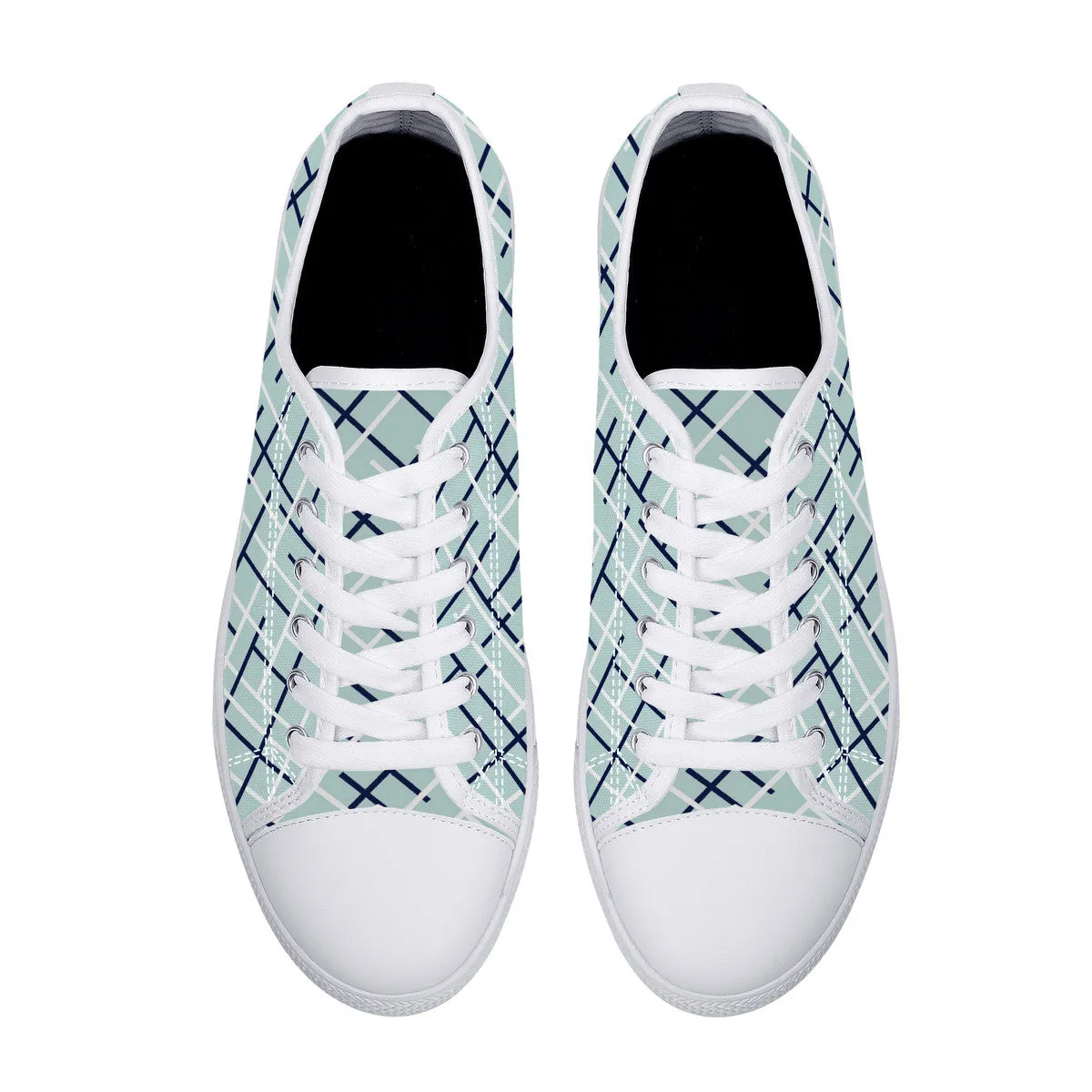 Aqua with Abstract Line Design Canvas Sneakers