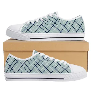 Aqua with Abstract Line Design Canvas Sneakers