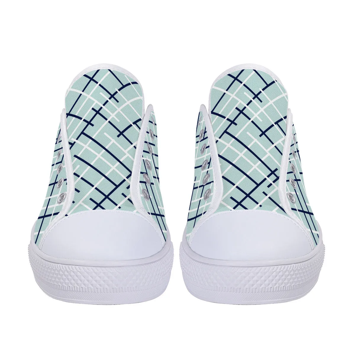 Aqua with Abstract Line Design Canvas Sneakers