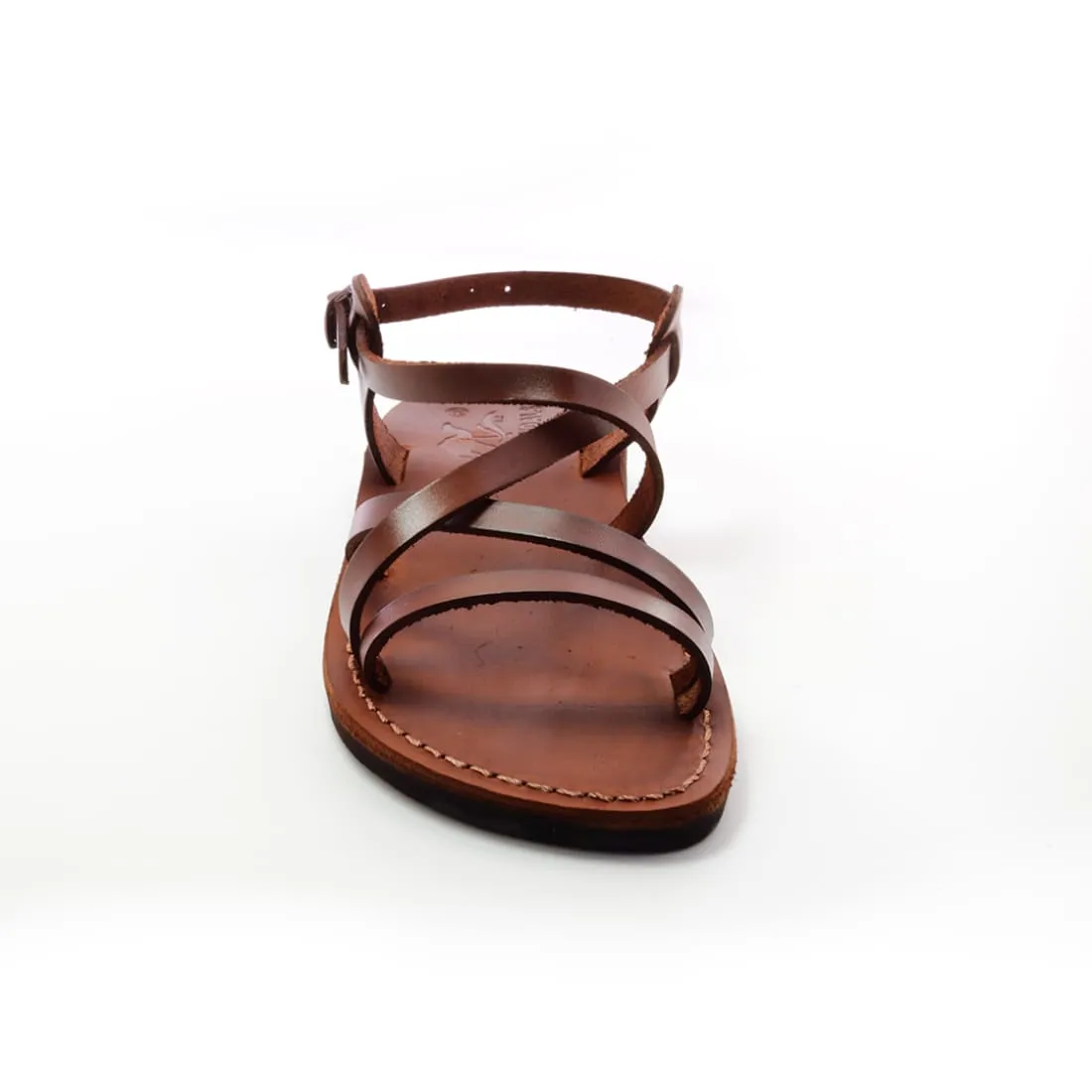 Ares - Black leather sandal with ankle strap