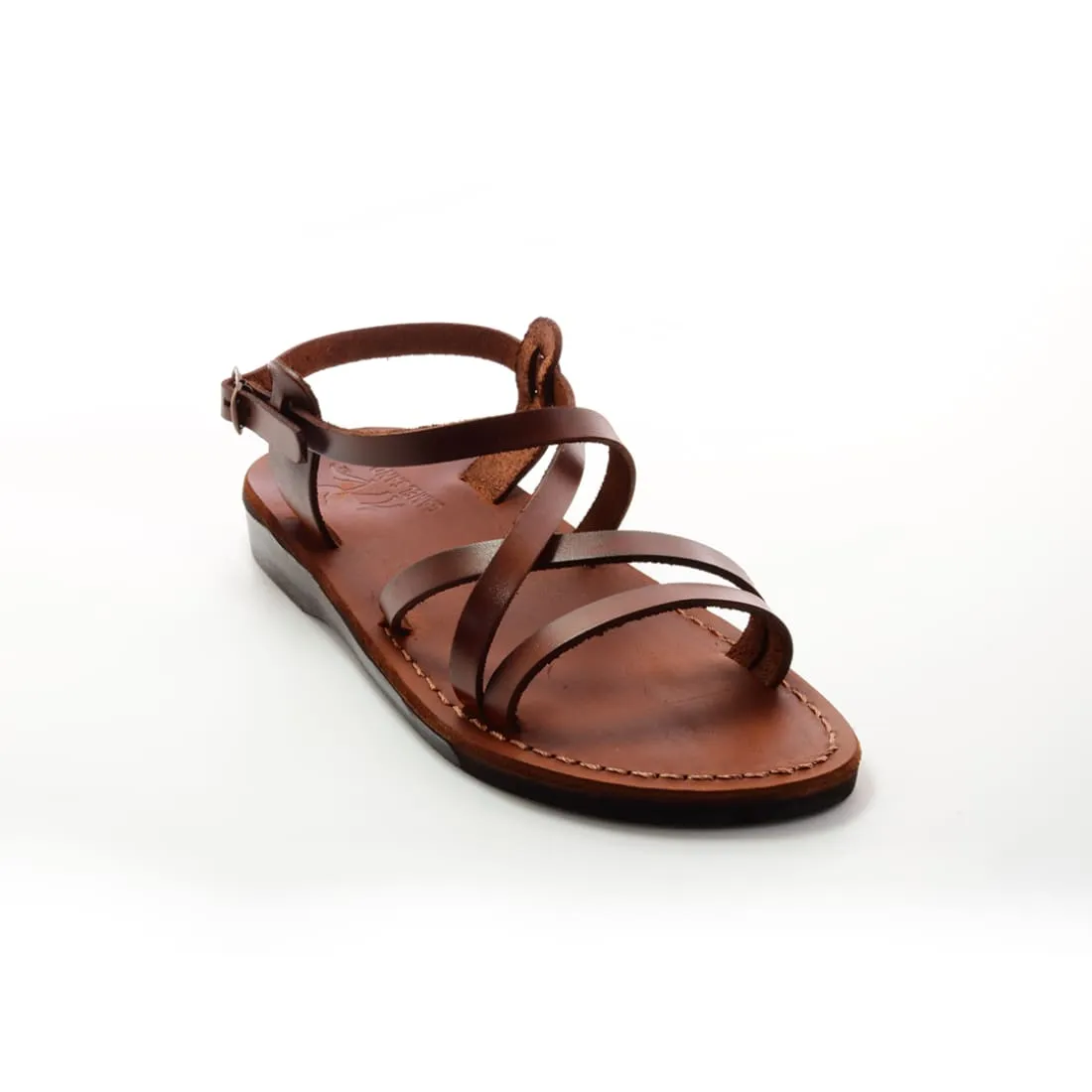 Ares - Black leather sandal with ankle strap