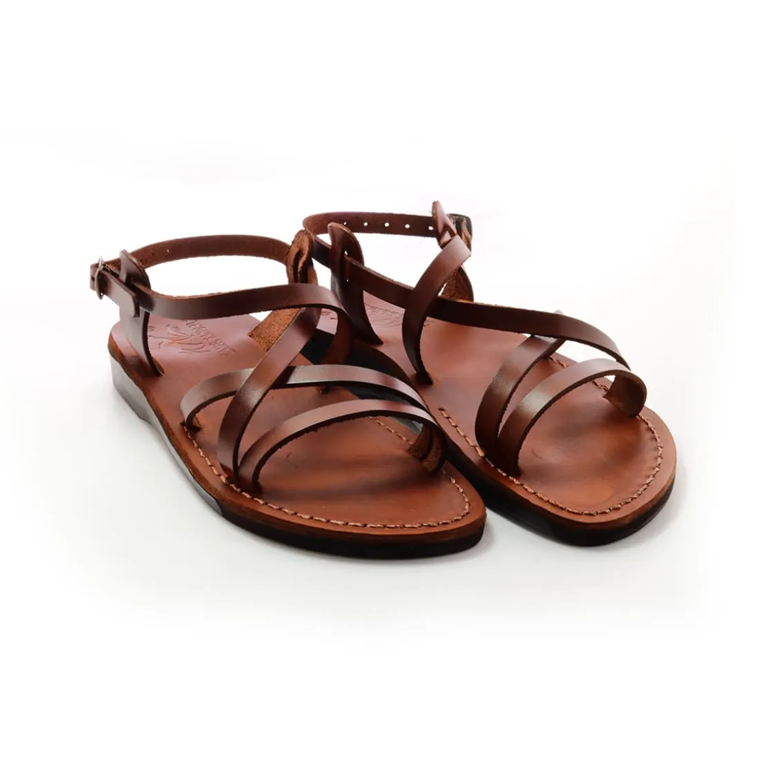 Ares - Black leather sandal with ankle strap