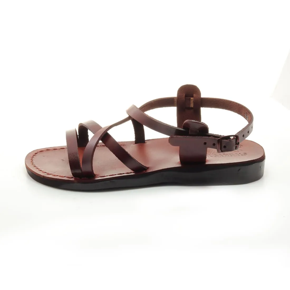 Ares - Black leather sandal with ankle strap