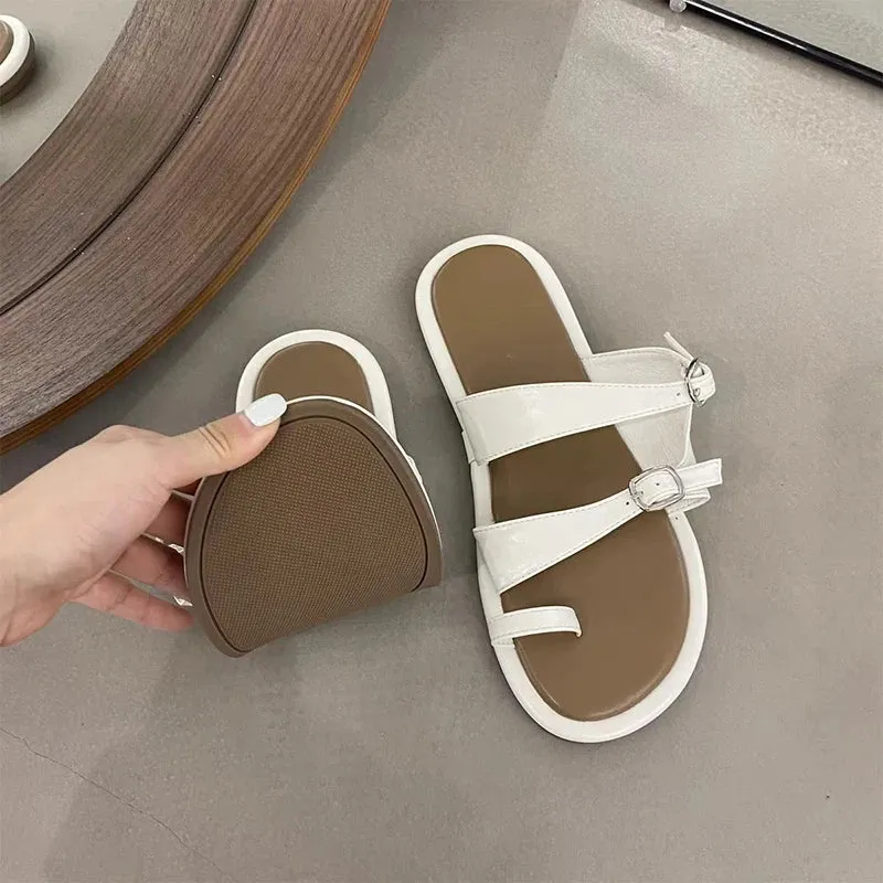 binfenxie  -  Summer Gladiator Women Slippers Fashion Elegant Clip Toe Soft Sole Flats Slides Shoes Ladies Casual Beach Vacation Flip Flop