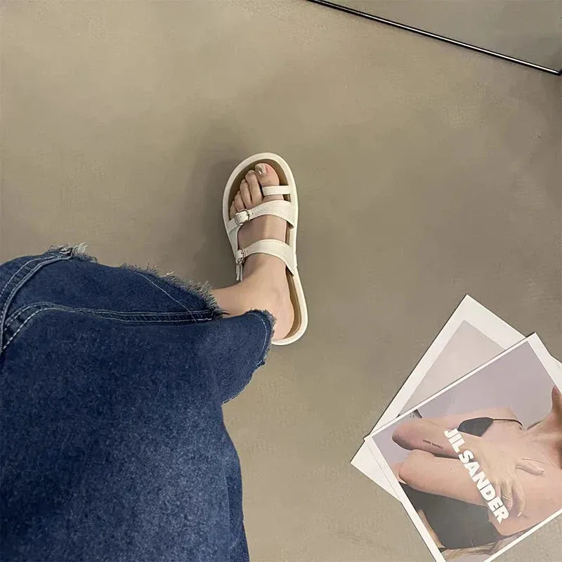 binfenxie  -  Summer Gladiator Women Slippers Fashion Elegant Clip Toe Soft Sole Flats Slides Shoes Ladies Casual Beach Vacation Flip Flop