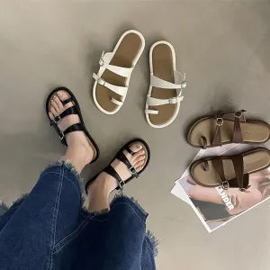 binfenxie  -  Summer Gladiator Women Slippers Fashion Elegant Clip Toe Soft Sole Flats Slides Shoes Ladies Casual Beach Vacation Flip Flop