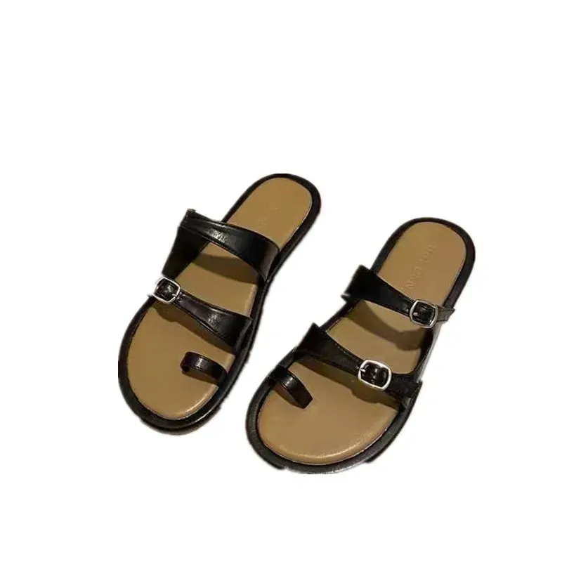 binfenxie  -  Summer Gladiator Women Slippers Fashion Elegant Clip Toe Soft Sole Flats Slides Shoes Ladies Casual Beach Vacation Flip Flop