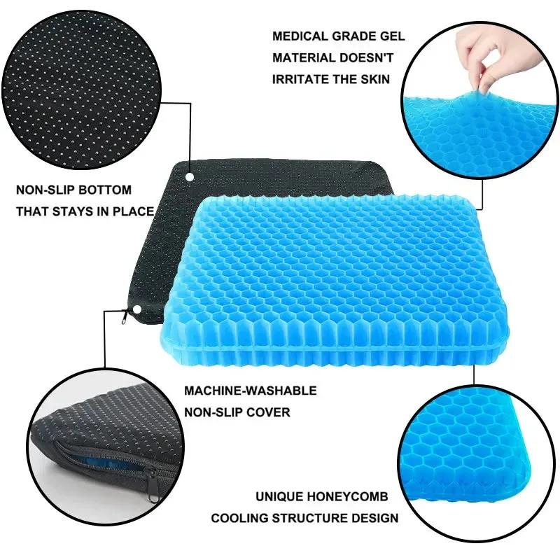 Breathable Gel Seat Cushion for Pressure Relief Home Office Collection
