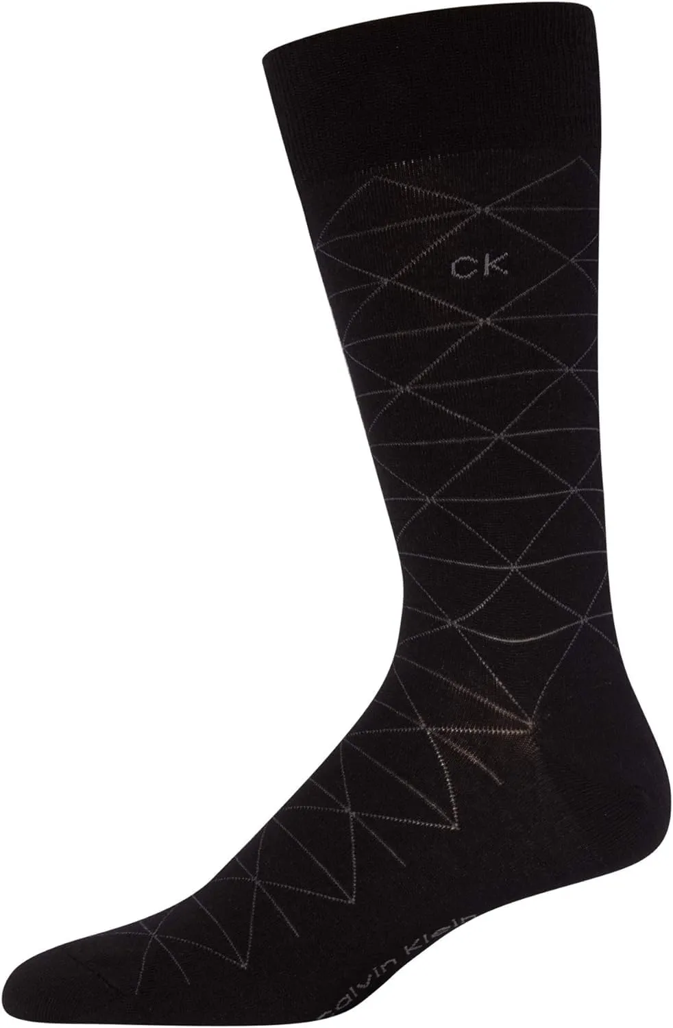 Calvin Klein Men's 6 Pack Mixed Pattern Dress Socks, Size 4-12, Black Assorted