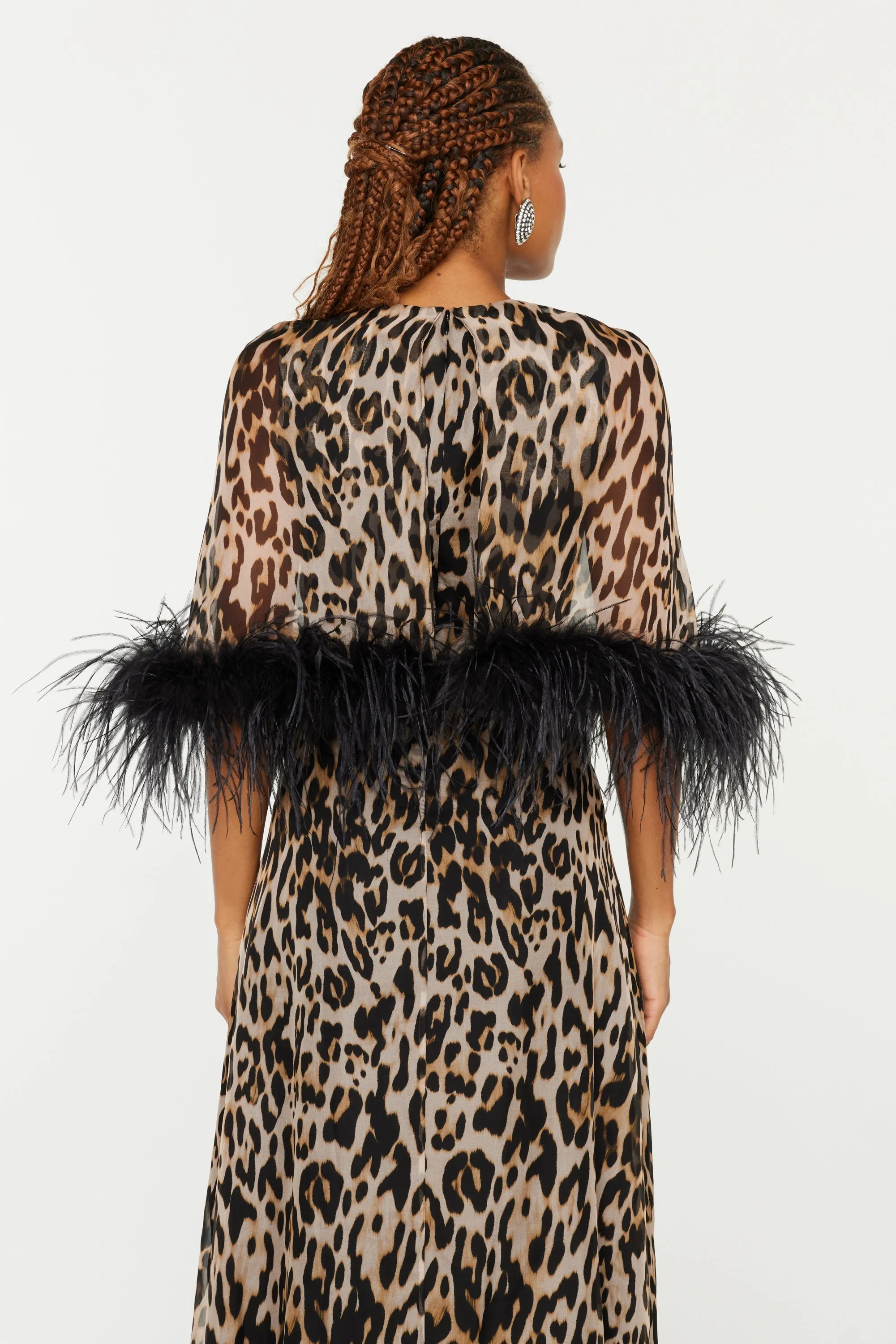Cecilia Caped Dress w. Feathers