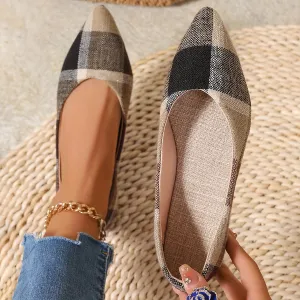 Chique slip-on flats voor dames - comfortabel, lichtgewicht, elegant ruitpatroon