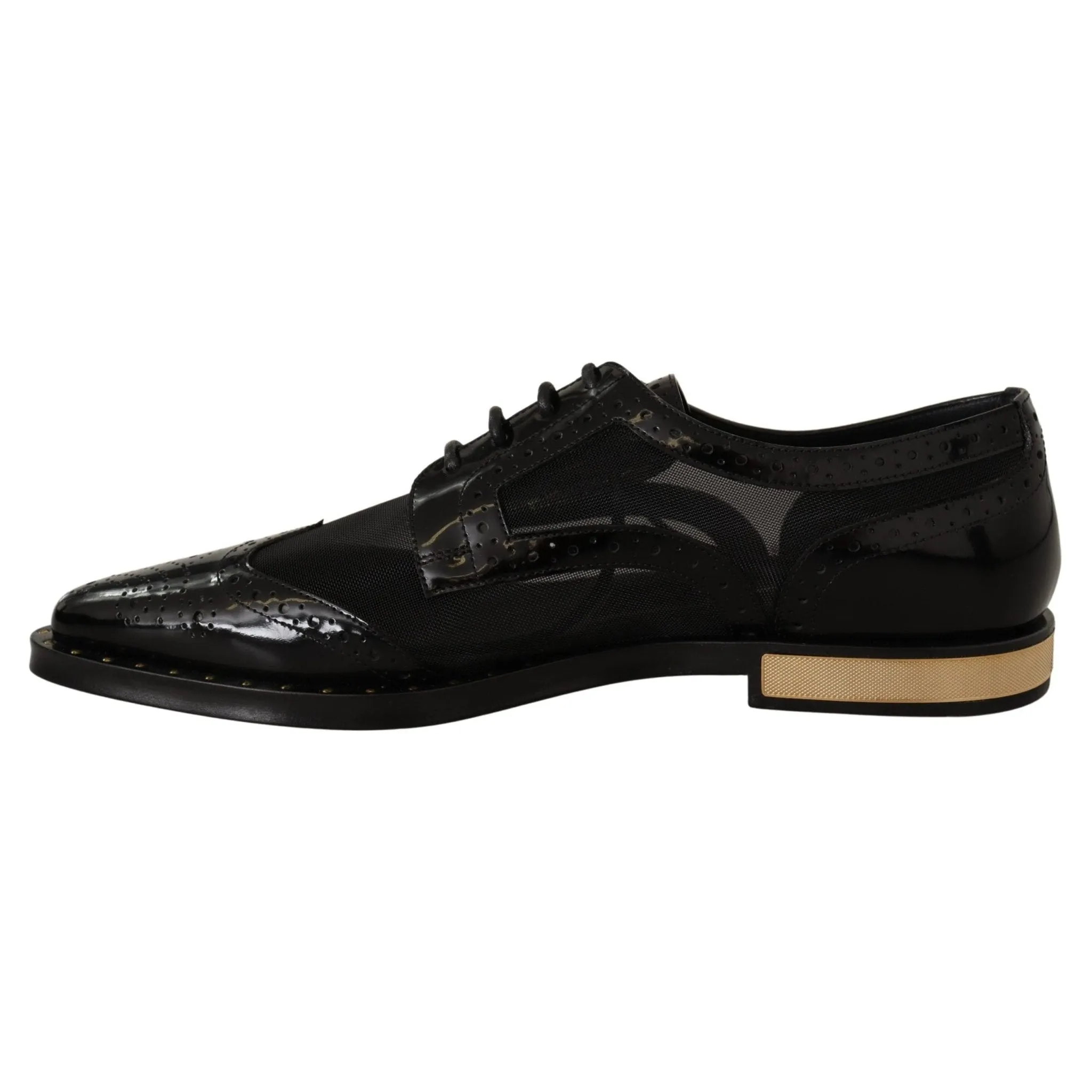 Dolce & Gabbana Elegant Gold-Trimmed Black Oxford Lace-Ups