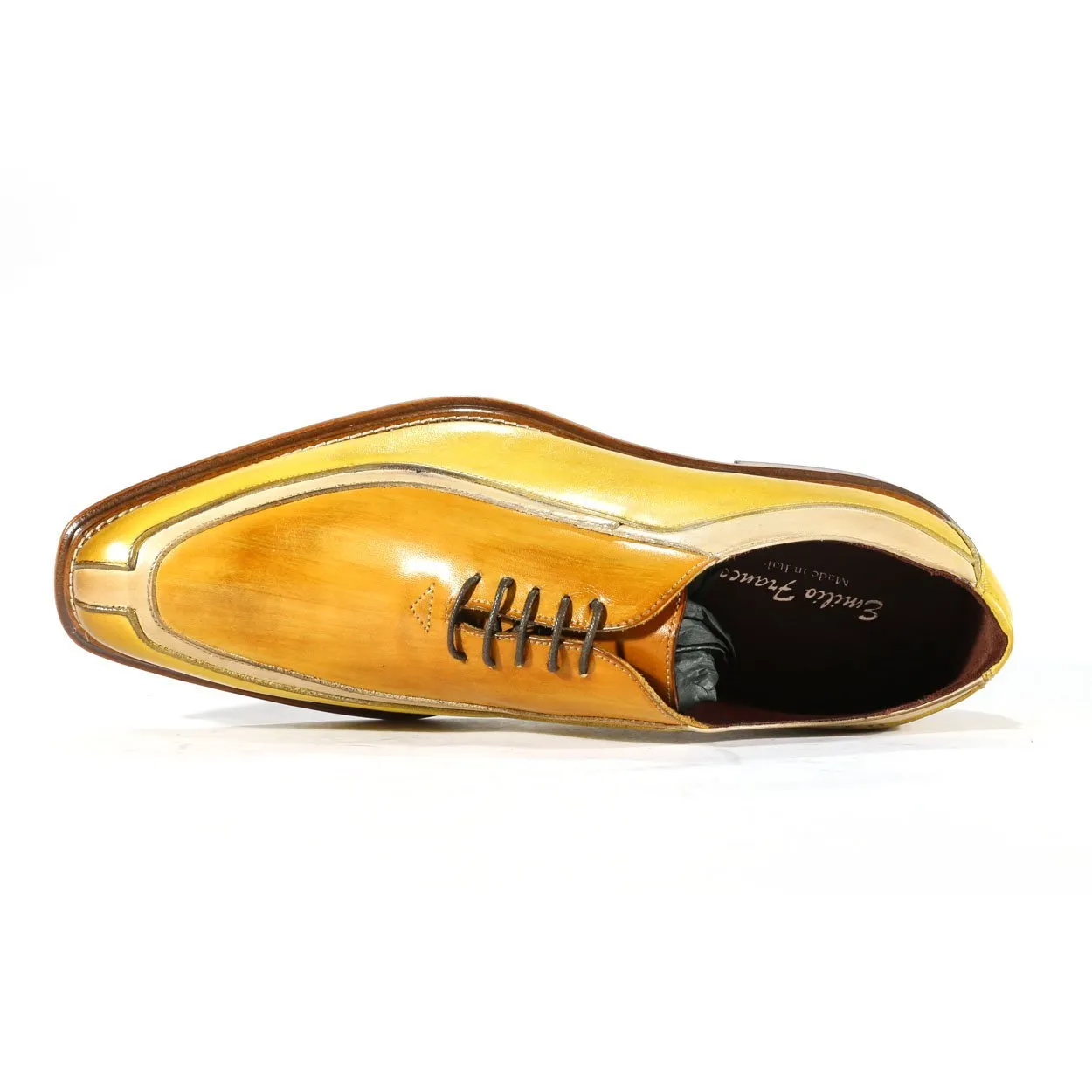 Emilio Franco Designer Shoes Men's Angelo Yellow Combo Calf-skin Leather Oxfords (EFS3527)