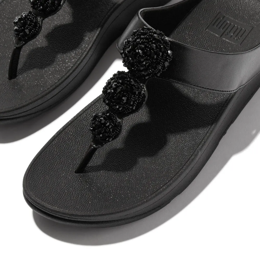 FitFlop Fino Beadie Button Metallic Sandals - Metallic Black