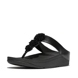 FitFlop Fino Beadie Button Metallic Sandals - Metallic Black