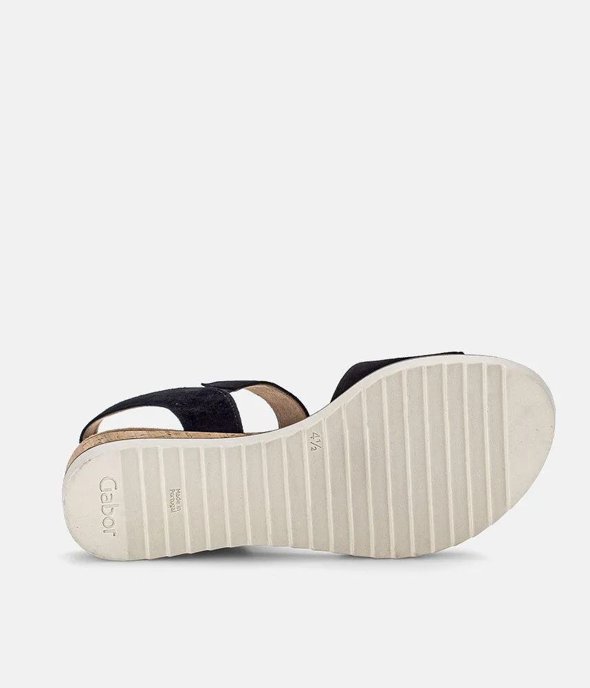 Gabor Stylish Navy Suede Wedge Sandals
