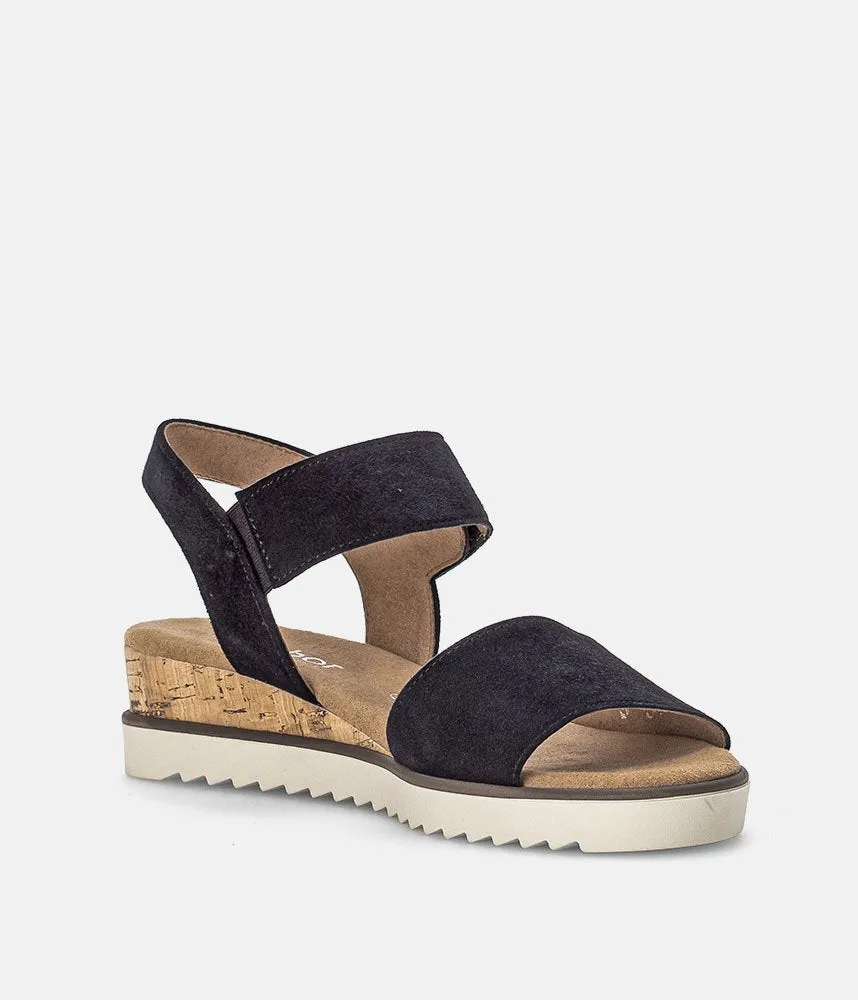 Gabor Stylish Navy Suede Wedge Sandals