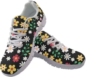 Jeiento Athletic Running Shoes for Women Girls Floral Lightweight Walking Shoes Fashion Sneakers for Men Tennis Shoes Breathable Mesh Gym Sports Shoes