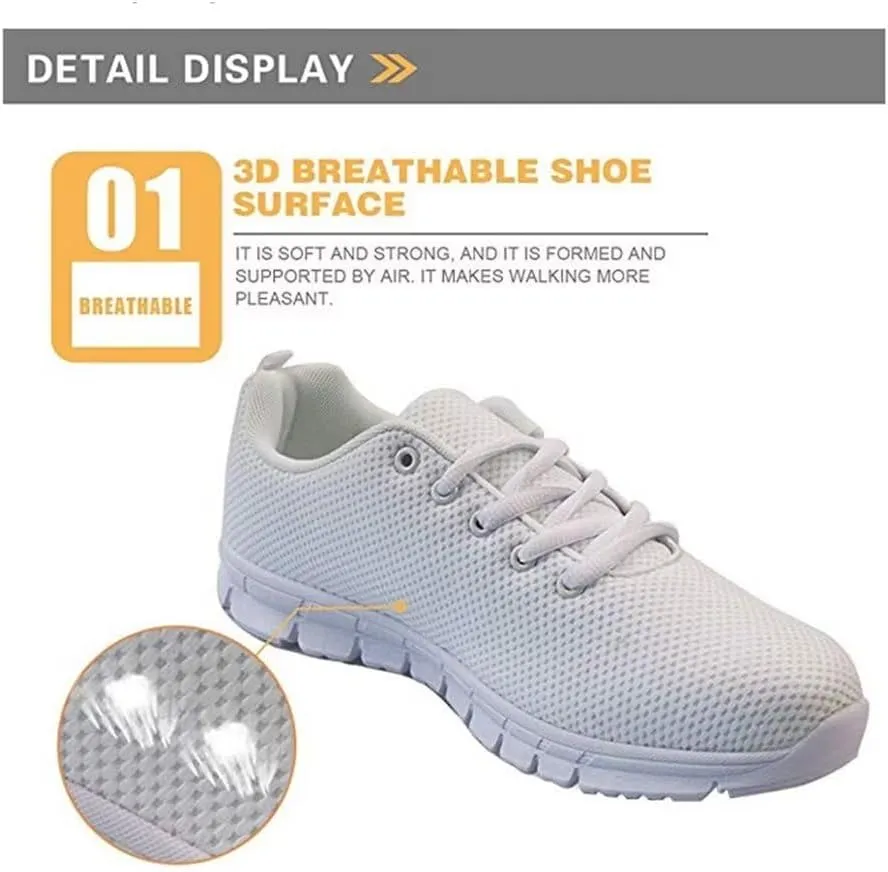 Jeiento Athletic Running Shoes for Women Girls Floral Lightweight Walking Shoes Fashion Sneakers for Men Tennis Shoes Breathable Mesh Gym Sports Shoes