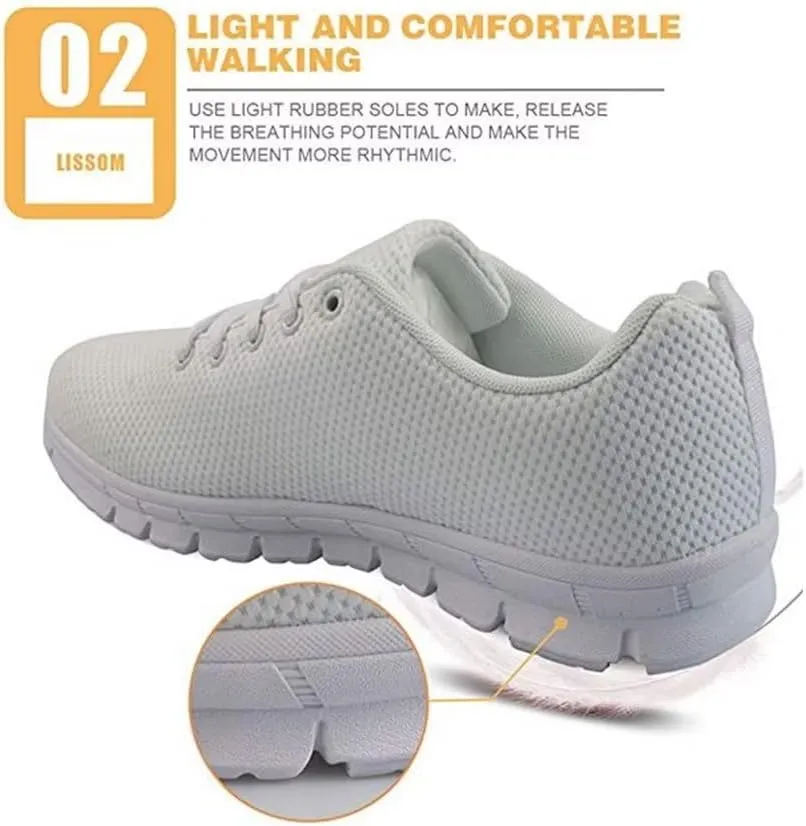 Jeiento Athletic Running Shoes for Women Girls Floral Lightweight Walking Shoes Fashion Sneakers for Men Tennis Shoes Breathable Mesh Gym Sports Shoes