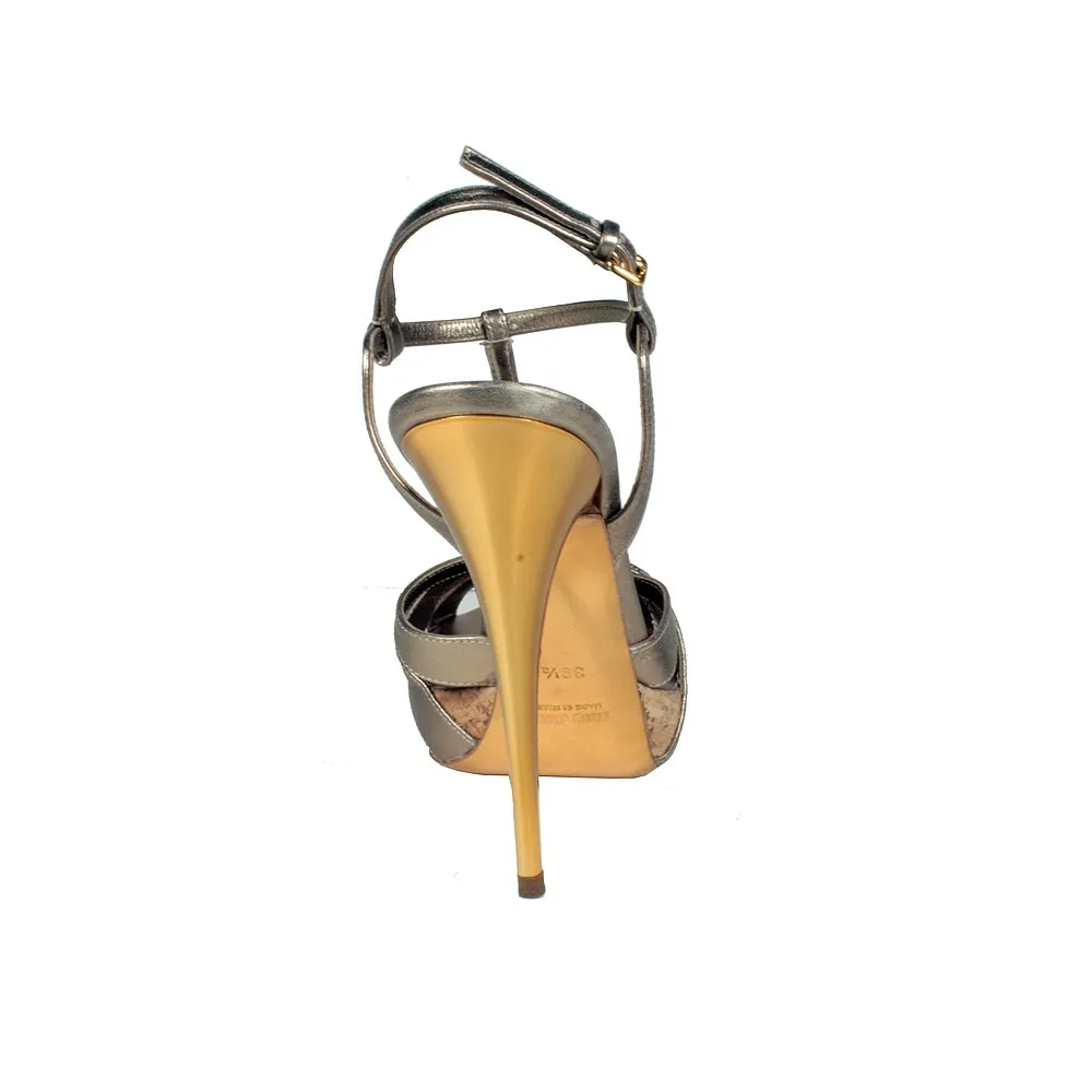 Miu Miu Women's Shoes High Heel Cork Metallic Copper Sandals (MIUMIUS010)