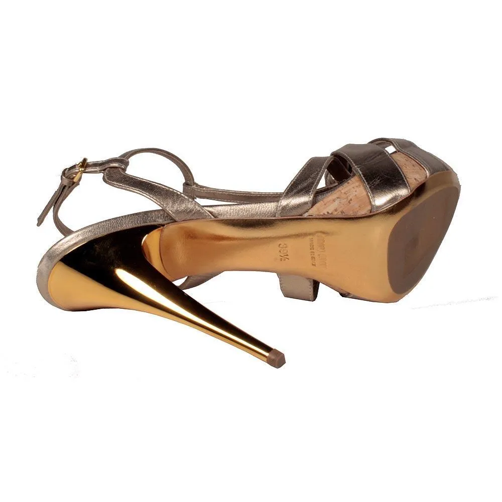 Miu Miu Women's Shoes High Heel Cork Metallic Copper Sandals (MIUMIUS010)