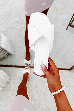 Never Overlooked Faux Croc Cushion Strap Sandals (White)