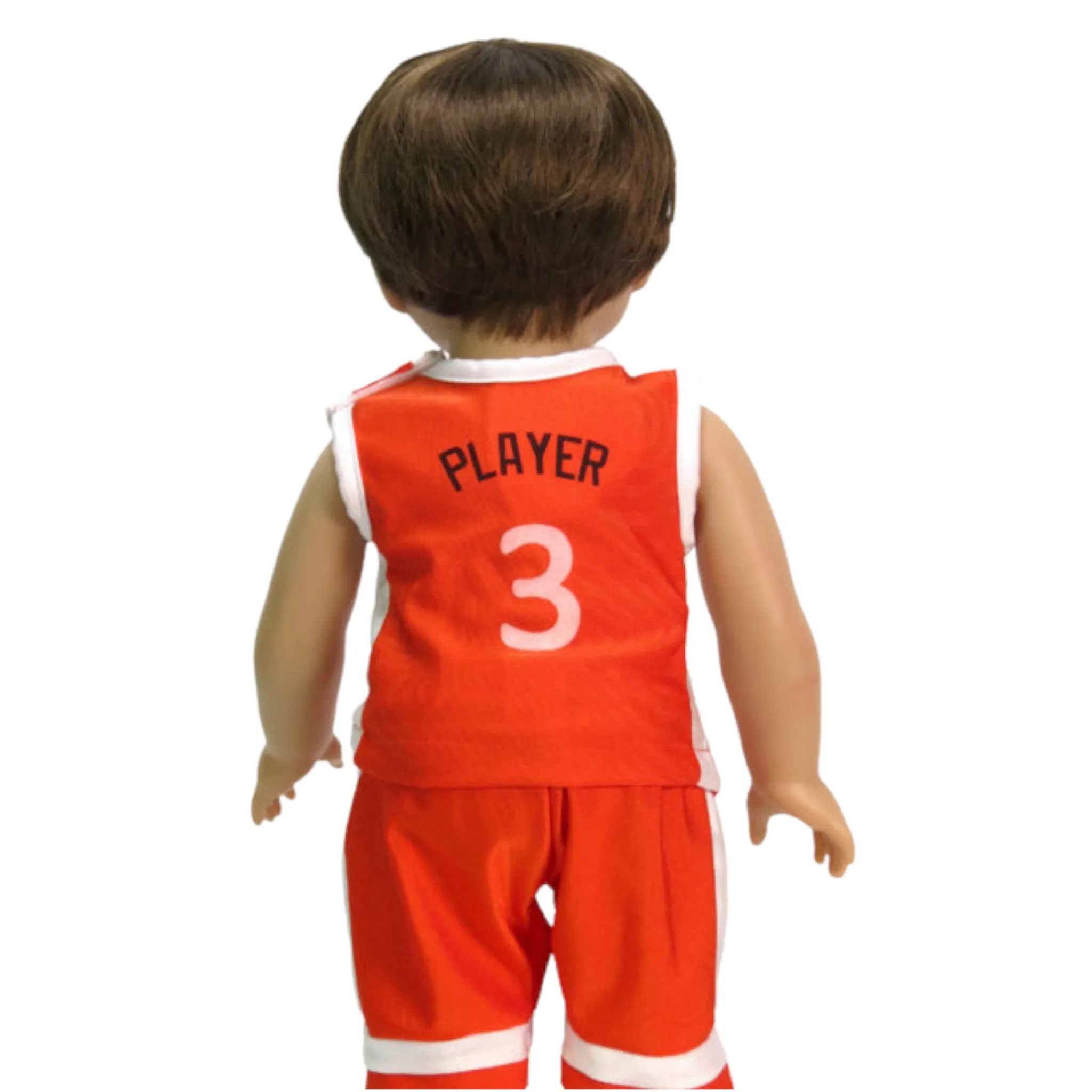 Orange Basketball Uniform with Shoes for 18-inch dolls