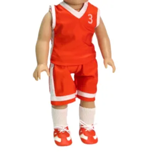 Orange Basketball Uniform with Shoes for 18-inch dolls