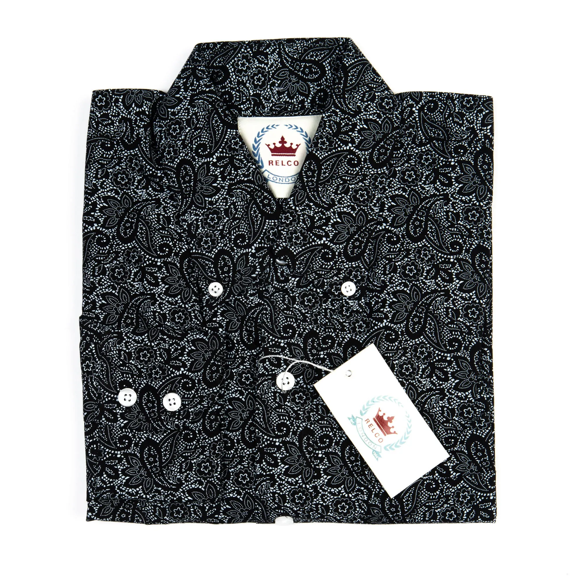 Paisley Black and White Shirt - 60s Oasis Style