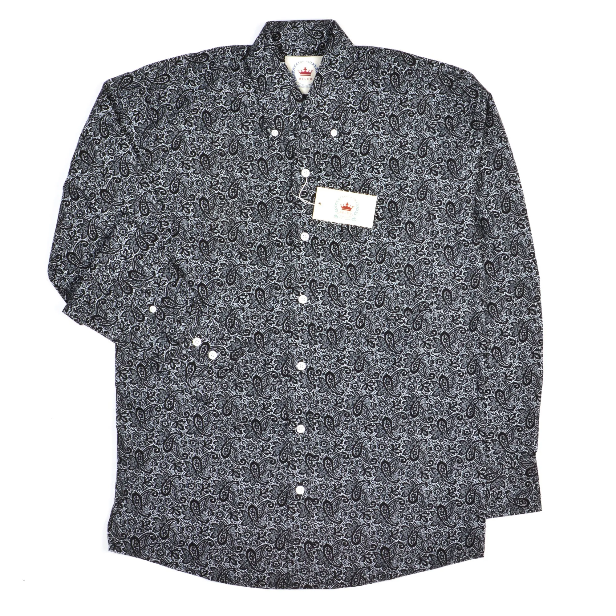 Paisley Black and White Shirt - 60s Oasis Style
