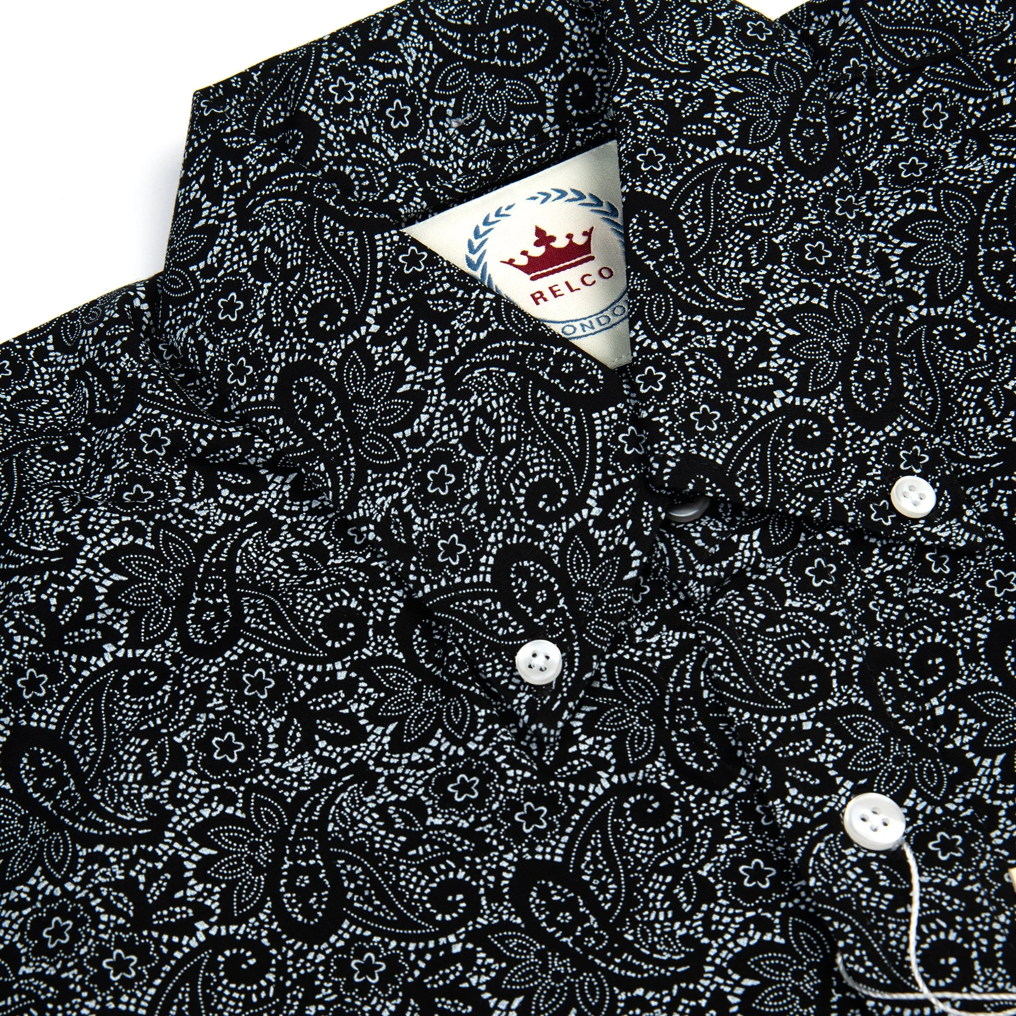 Paisley Black and White Shirt - 60s Oasis Style
