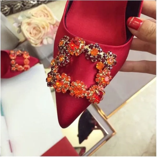 Rhinestone Crystal Diamond Square Shoe Buckle