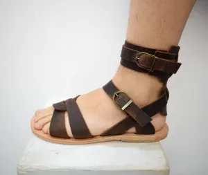 Roman Armor leather sandals, Men sandals with High Quality Genuine Leather and Free express shipping