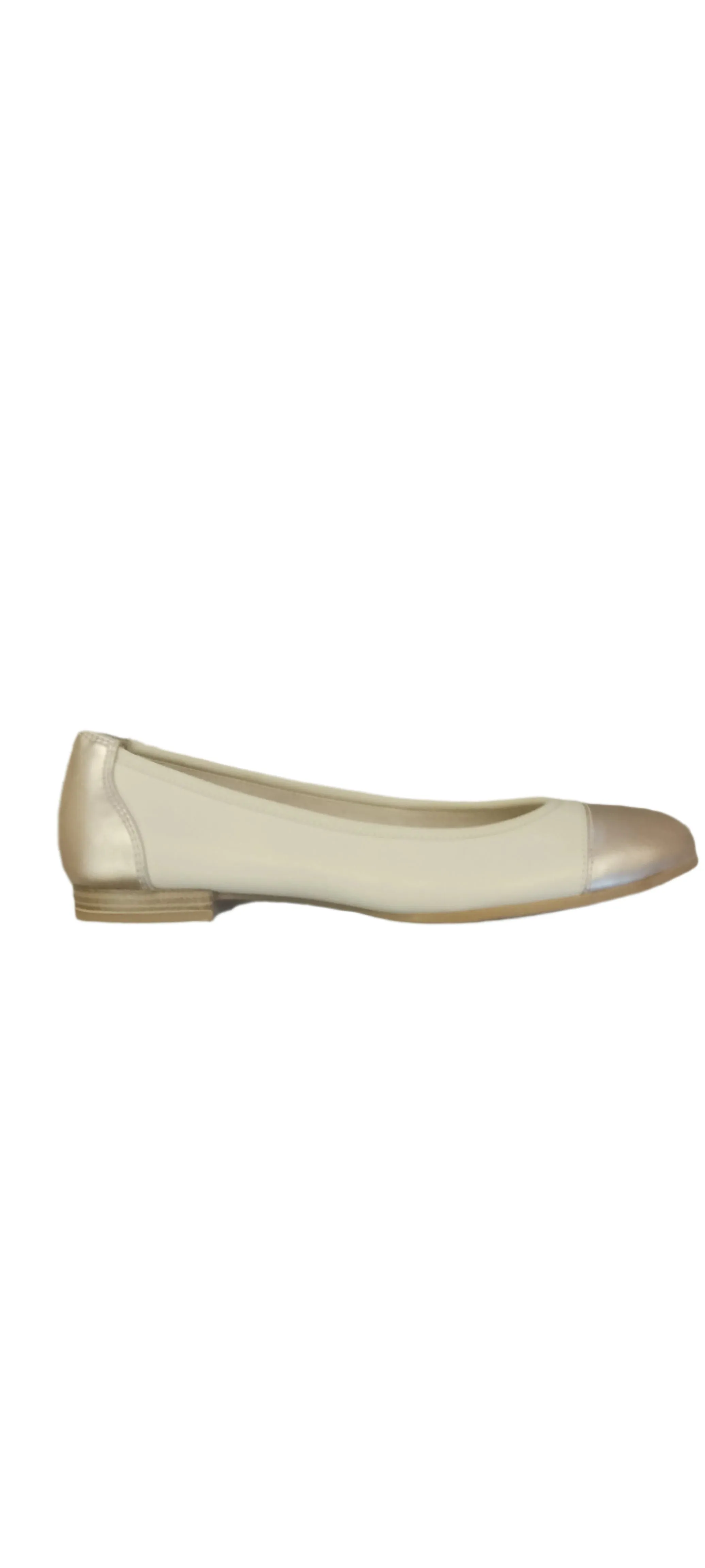 Tamaris Cream and Gold Ballerina Pump
