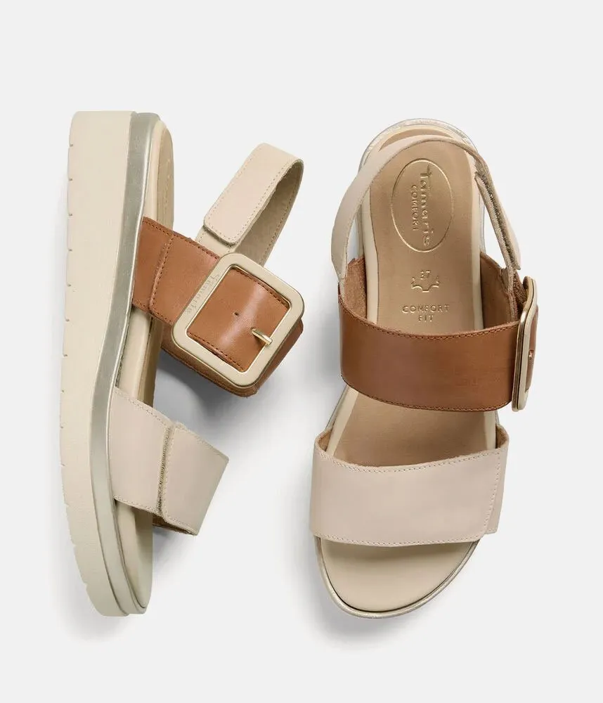 Tamaris Stylish Beige Combi Wedge Sandals