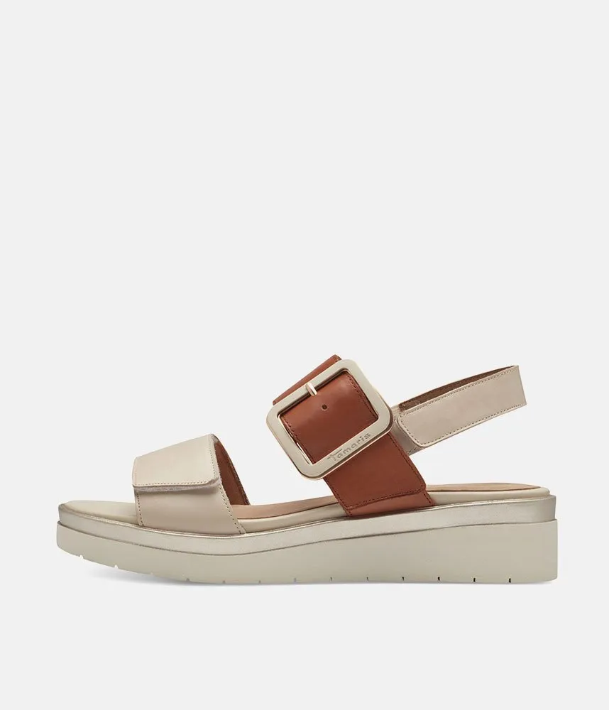 Tamaris Stylish Beige Combi Wedge Sandals