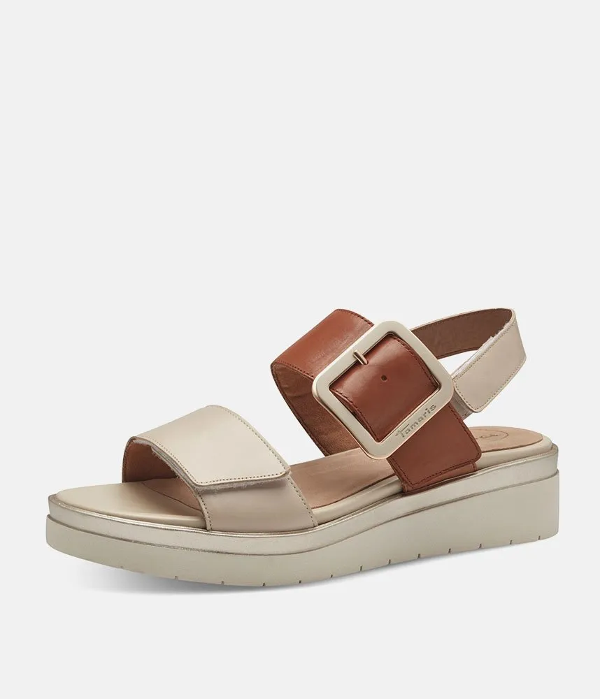 Tamaris Stylish Beige Combi Wedge Sandals