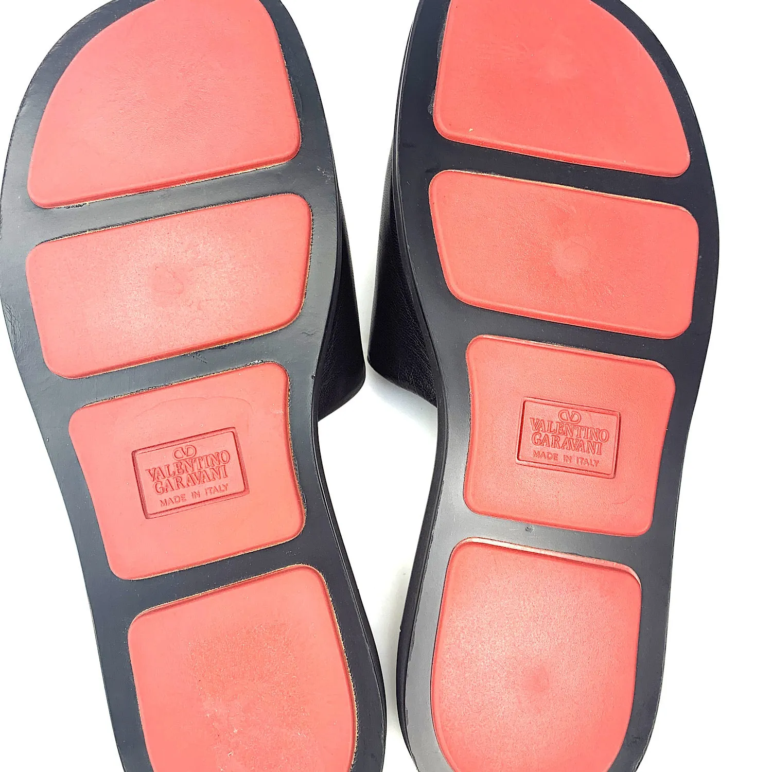Valentino Garavani Black Leather Men's Slide Sandals- Size 44 EU/10 US