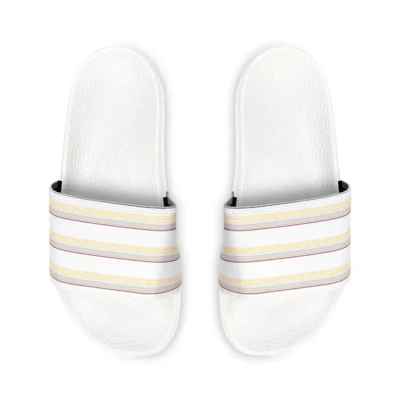 Vibrant Colored Striped Mens Pu Slide Sandals