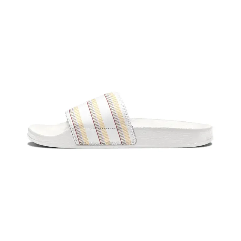 Vibrant Colored Striped Mens Pu Slide Sandals