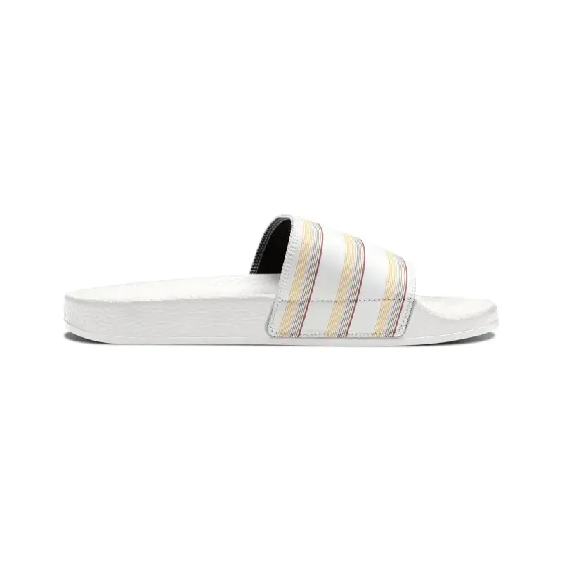 Vibrant Colored Striped Mens Pu Slide Sandals