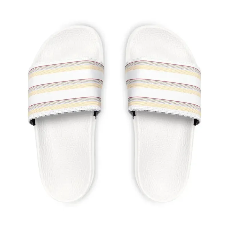 Vibrant Colored Striped Mens Pu Slide Sandals
