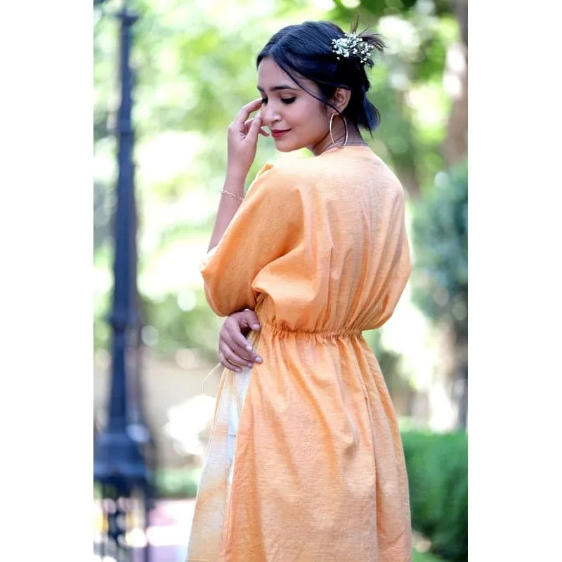 Women Yellow Clamp Dye Kaftaan Dress