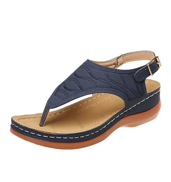 Women's Roman Style One Word Buckle Large Size Sandals