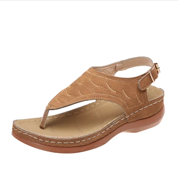 Women's Roman Style One Word Buckle Large Size Sandals
