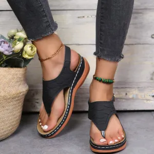 Women's Roman Style One Word Buckle Large Size Sandals