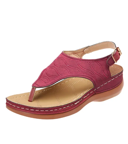 Women's Roman Style One Word Buckle Large Size Sandals