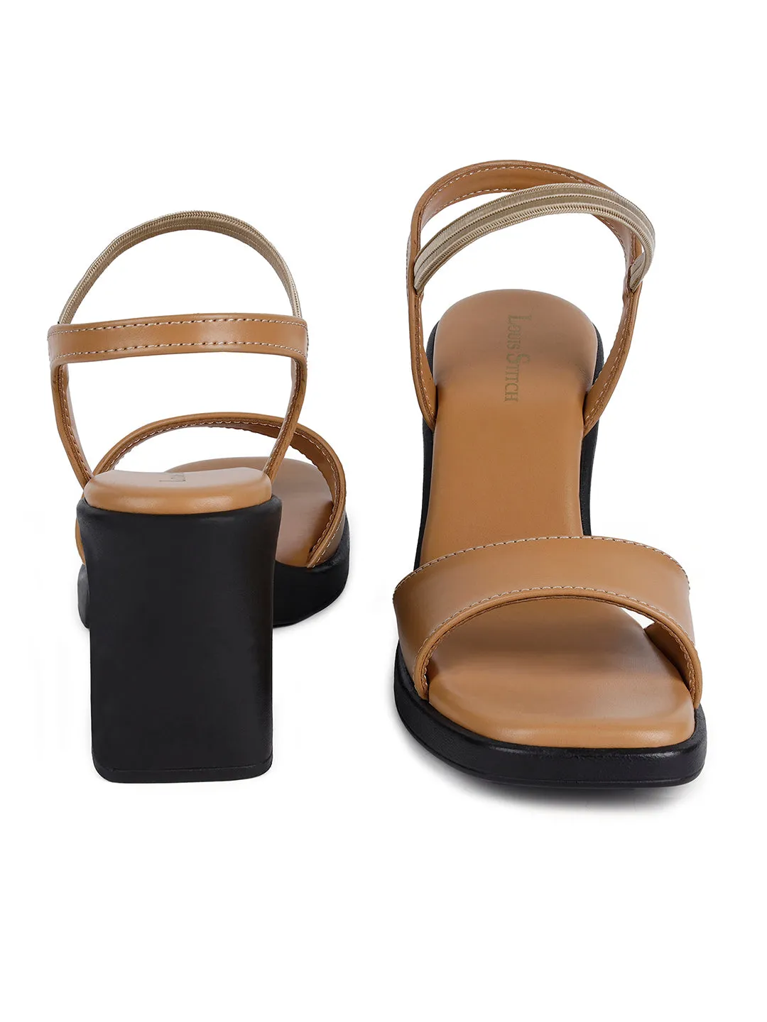 Women's Stylish Block Heel Beige Lightweight Sandals